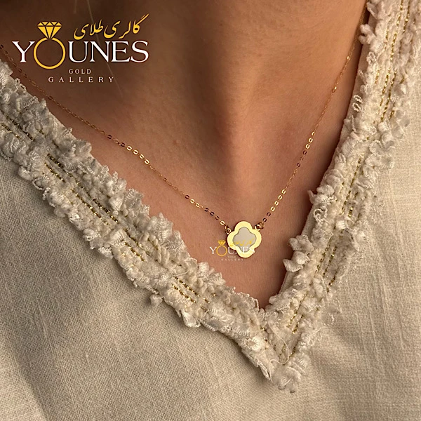 گردنبند میناکاری ونکلیف سفید طلا